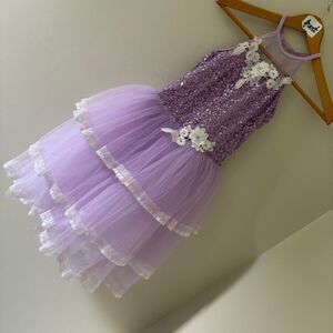 Elegant Lilac Purple Lavender Ballet Dance Recital Costume Dress E2223 child szL